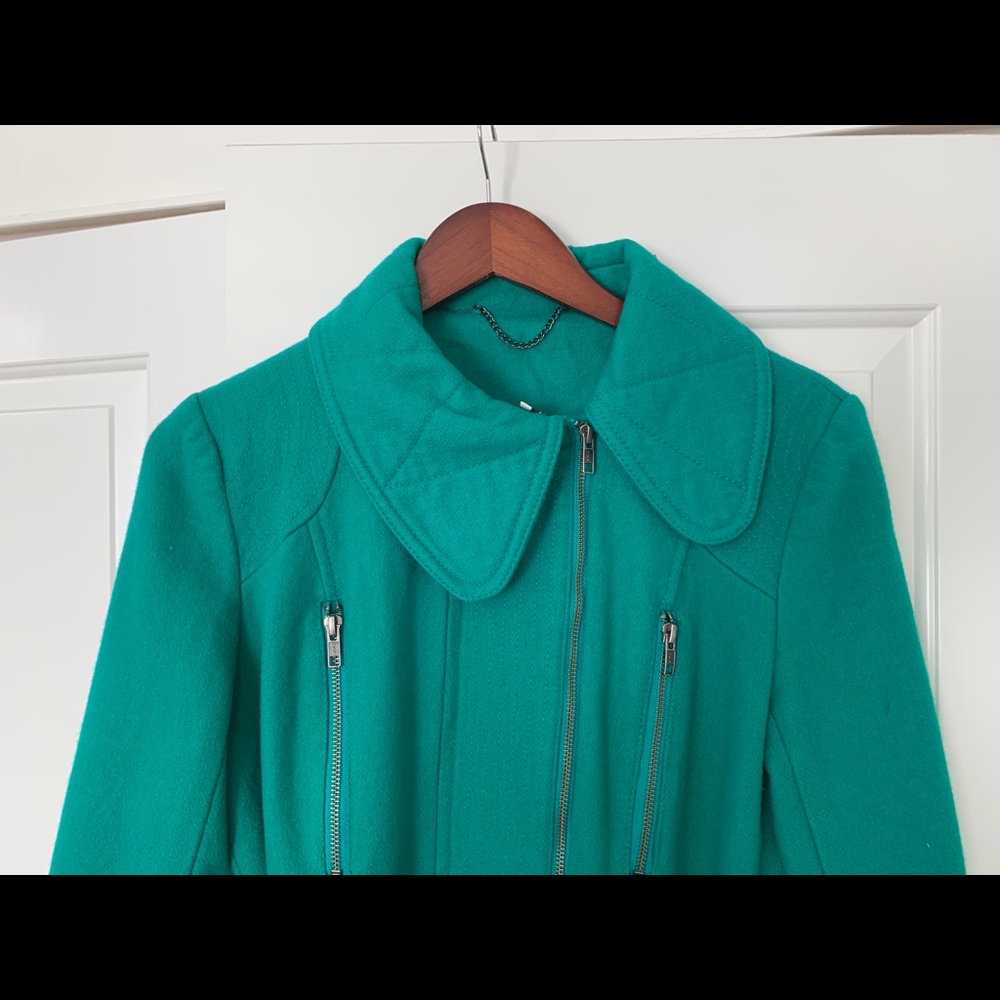 TopShop Kelly Green Wool Blend Coat - Picture 3 of 10